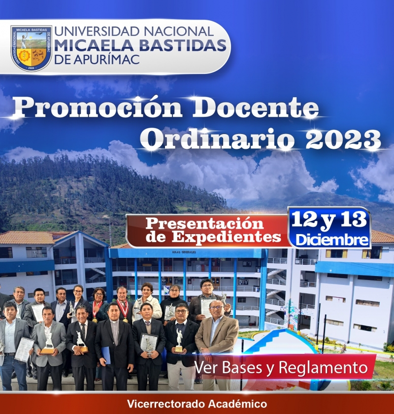 Convocatoria para Promoción del Docente Ordinario 2023 de la UNAMBA