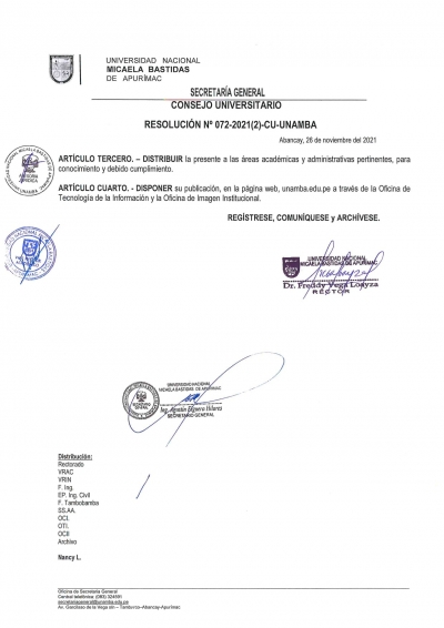 UNAMBA: Aprueban traslado geográfico de estudiantes de Ingeniería Civil de la filial Tambobamba a la sede Abancay