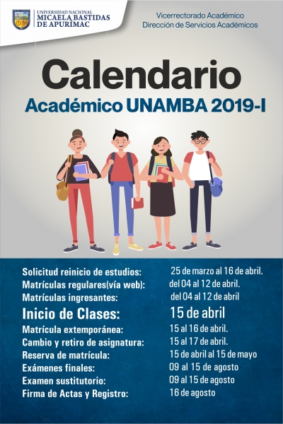 Calendario Académico UNAMBA 2019-I