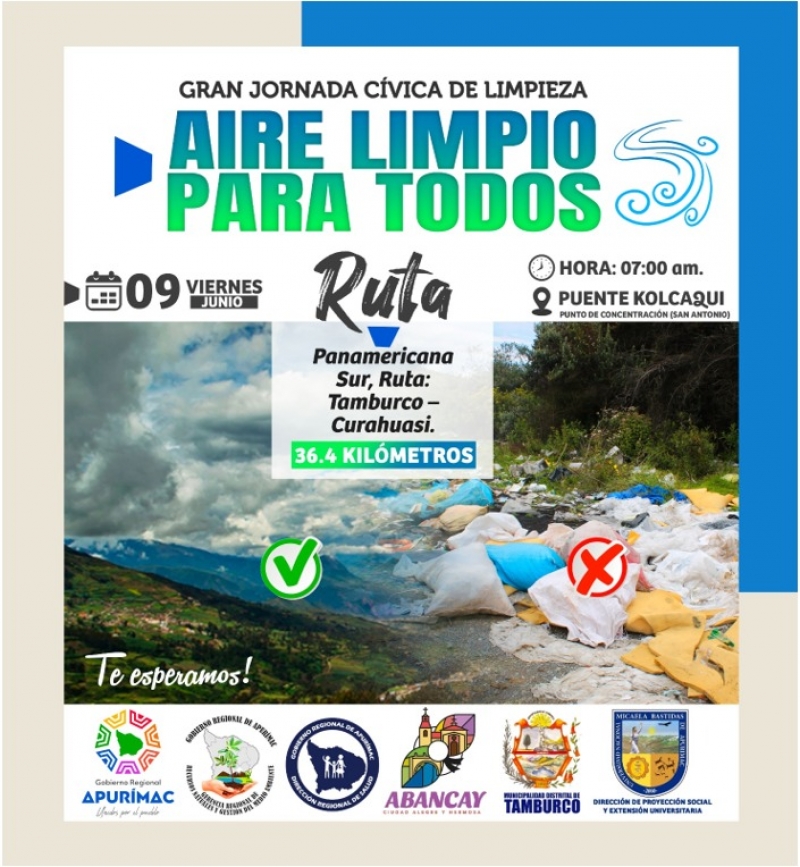 Gran Jornada Cívica de Limpieza de la Panamericana Sur - ruta Tamburco - Curahuasi