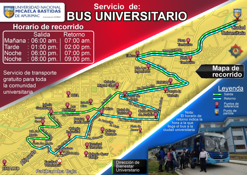 Servicio del Bus Universitario para Transporte Urbano