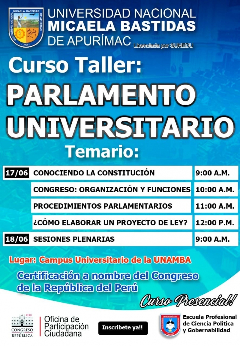 Curso Taller: Parlamento Universitario