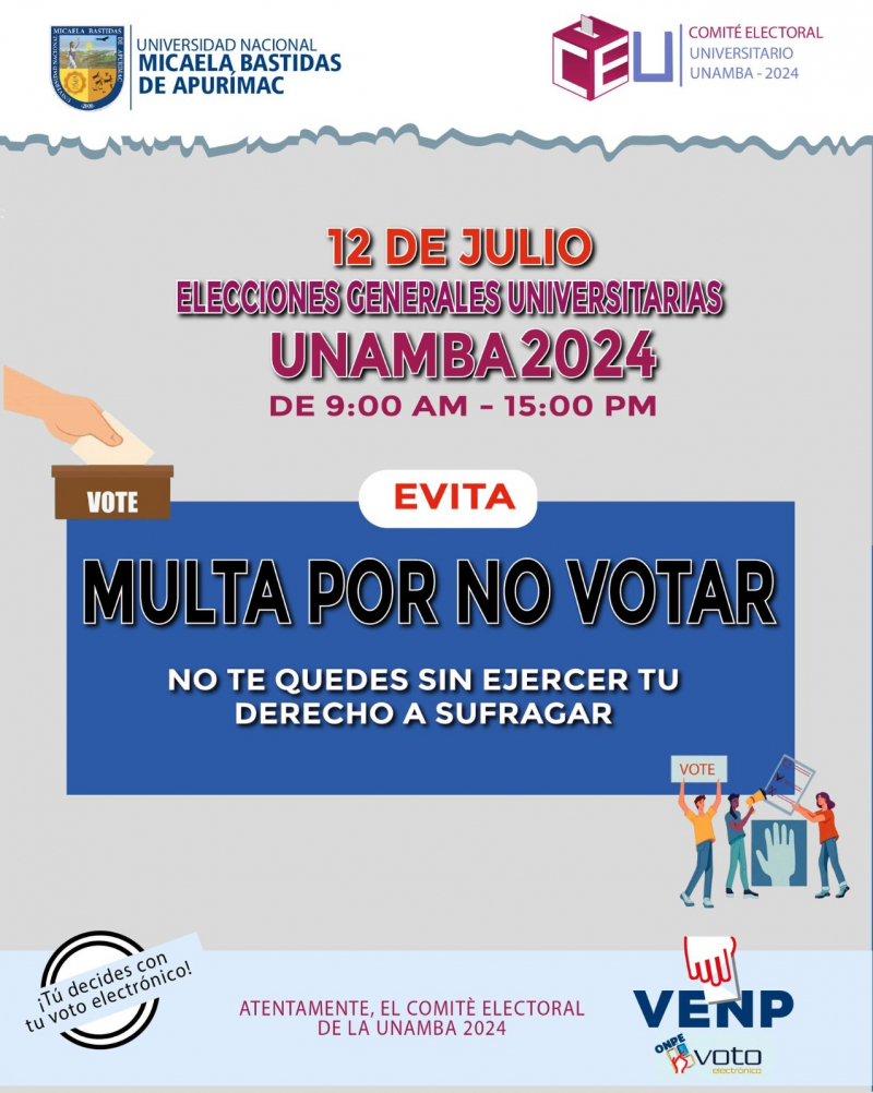 Comité Electoral - MULTA POR NO VOTAR - Elecciones Generales Universitarias UNAMBA 202