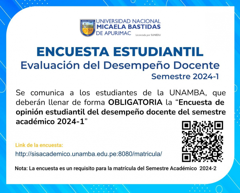 ENCUESTA ESTUDIANTIL - Evaluación Desempeño Docente 2024-1 de la UNAMBA