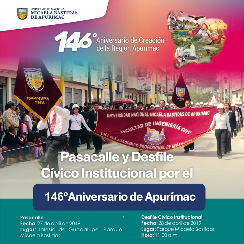 La Universidad Nacional Micaela Bastidas, saluda a la Región Apurímac por su 146º Aniversario de Creación Política.