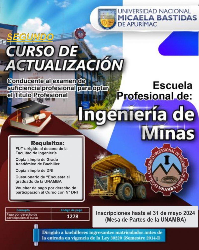 II curso de actualización para Examen de Suficiencia Profesional - Ingeniería de Minas