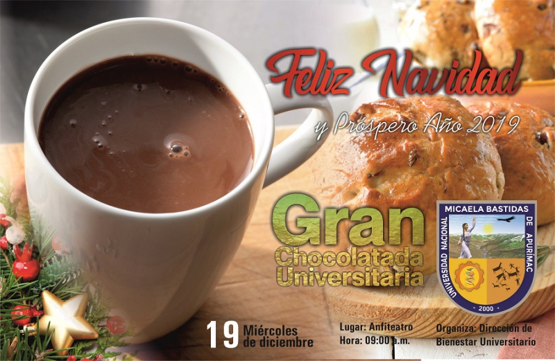 Gran Chocolatada Universitaria Unamba, miércoles 19 de diciembre.