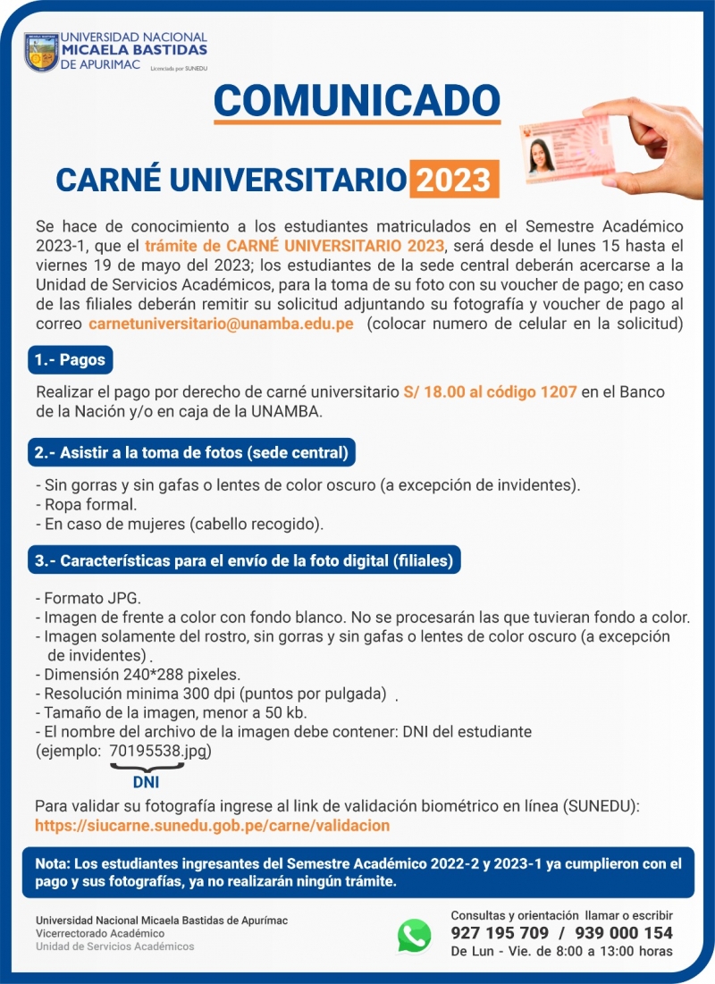 COMUNICADO - Carné Universitario