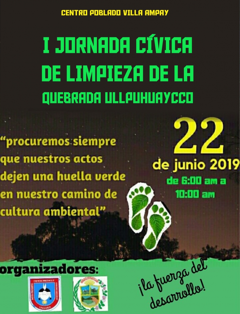I Jornada Cívica de Limpieza de la quebrada Ullpuhuaycco, sábado 22 de junio